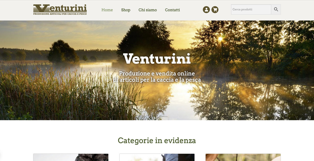 screenshot del sito web VENTURINI SHOP
