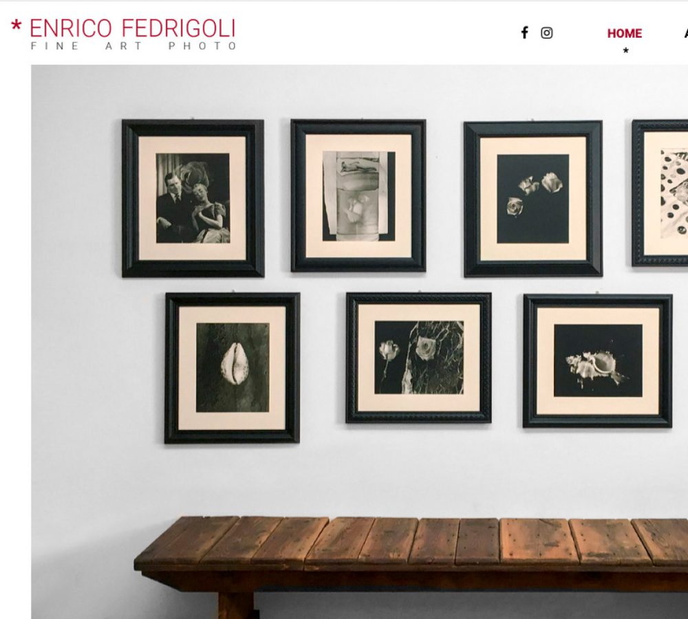 Screenshot della homepage del sito di Enrico Fedrigoli, fotografo professionista che lavora con il banco ottico