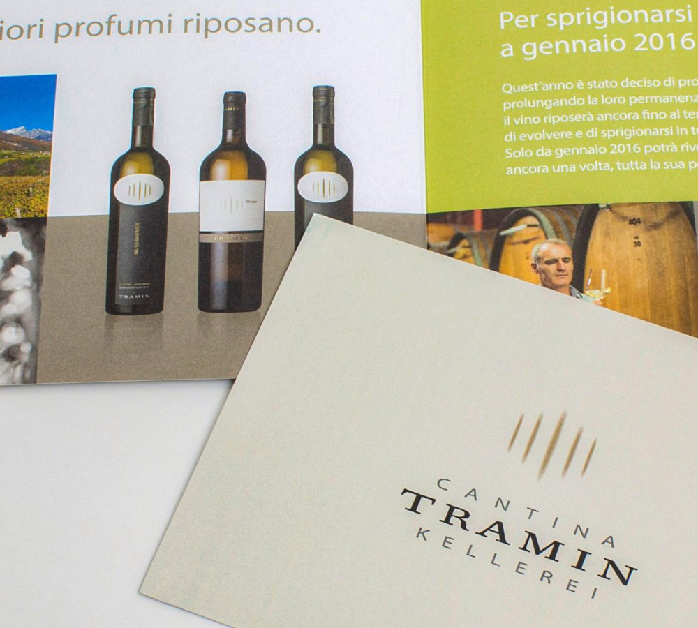 Leaflet realizzato per promuovere alcune caratteristiche dei vini della cantina Tramin